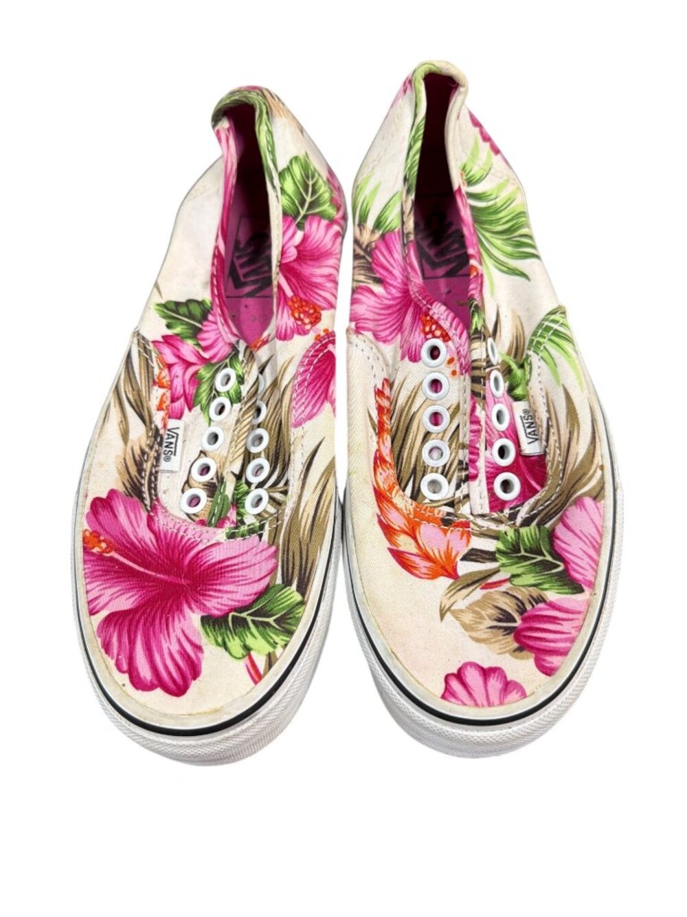 Vans Womens Tropical Floral Slip-On Shoes US 8 Canvas Pink & White